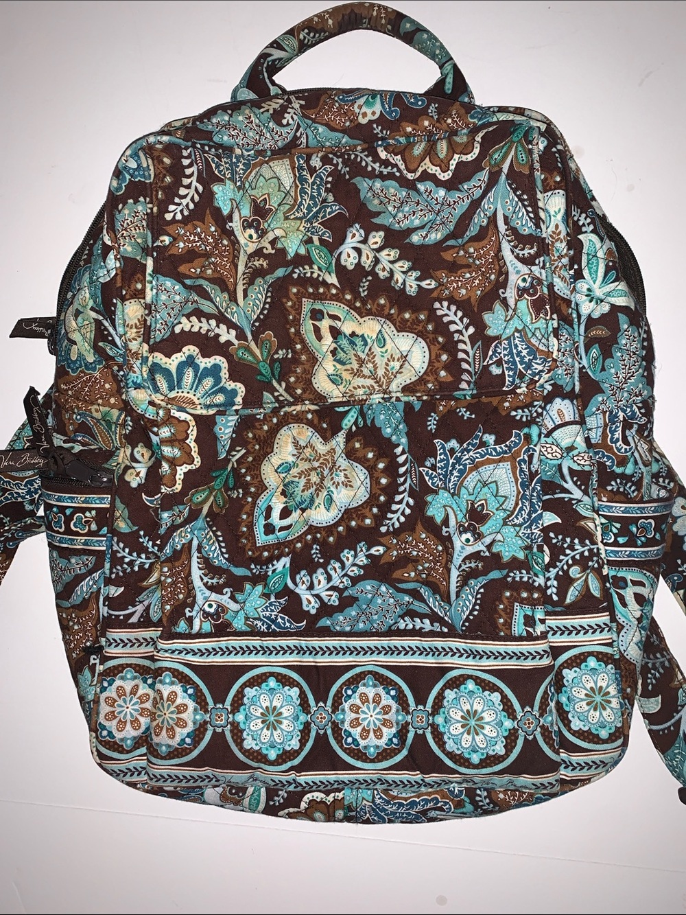 Vera Bradley Brown & Teal Quilted Floral Backpack
